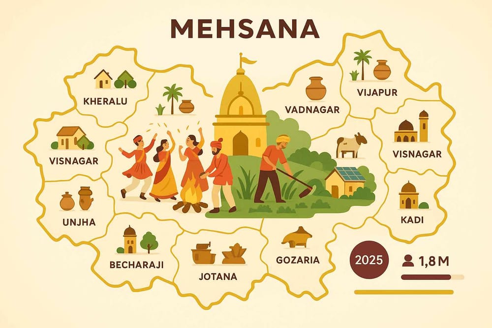 Mehsana District Gems: Villages-Talukas-2025 Demographics