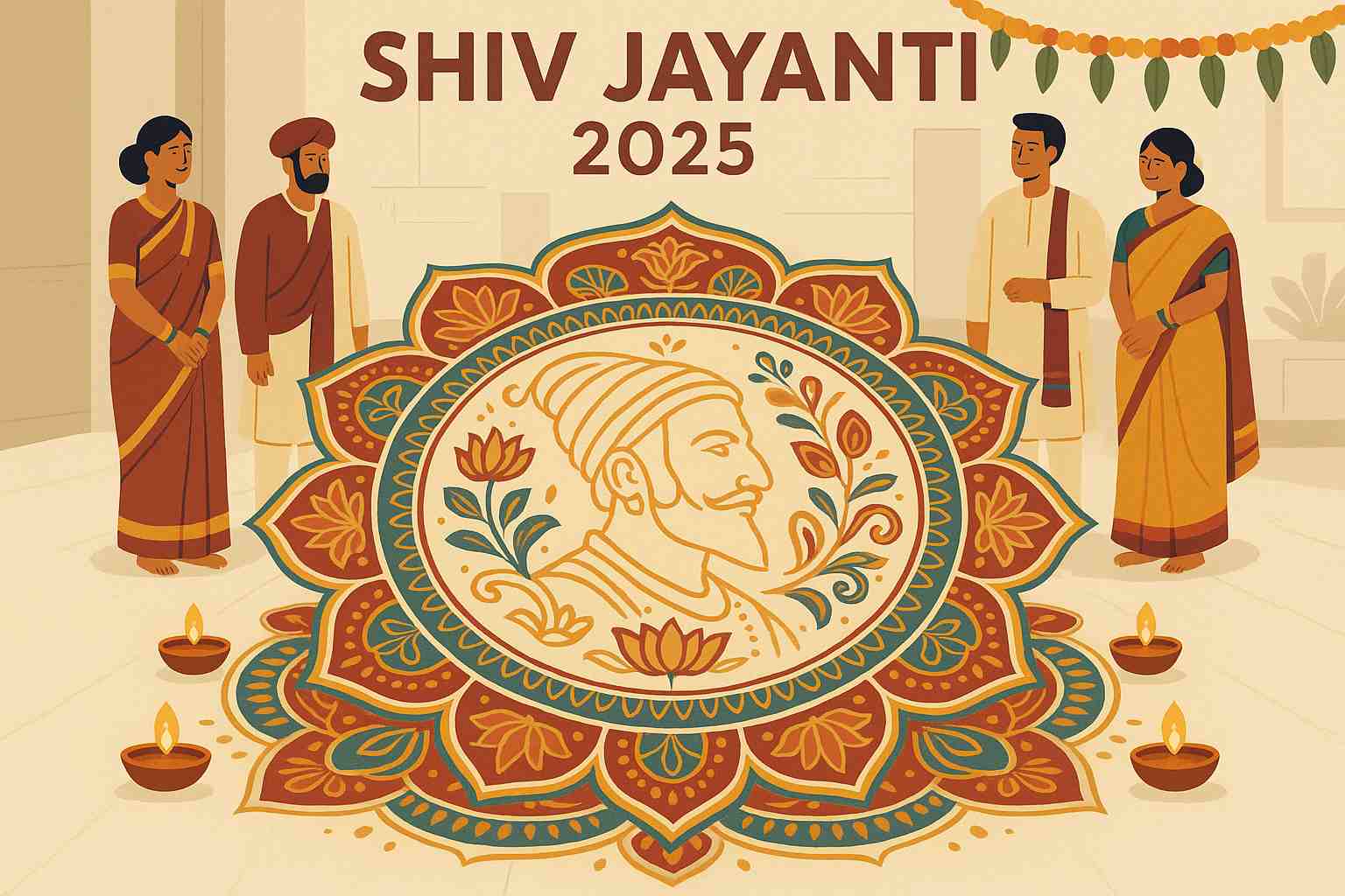 Creative Devotion: Rangoli Designs Celebrate Shiv Jayanti 2025