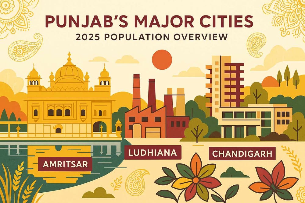 Major Cities of Punjab India - Population Overview- 2025