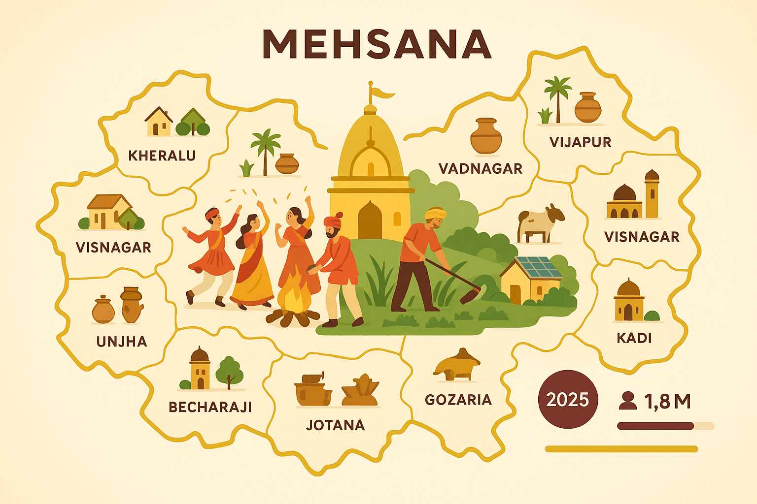 Mehsana District Gems: Villages-Talukas-2025 Demographics