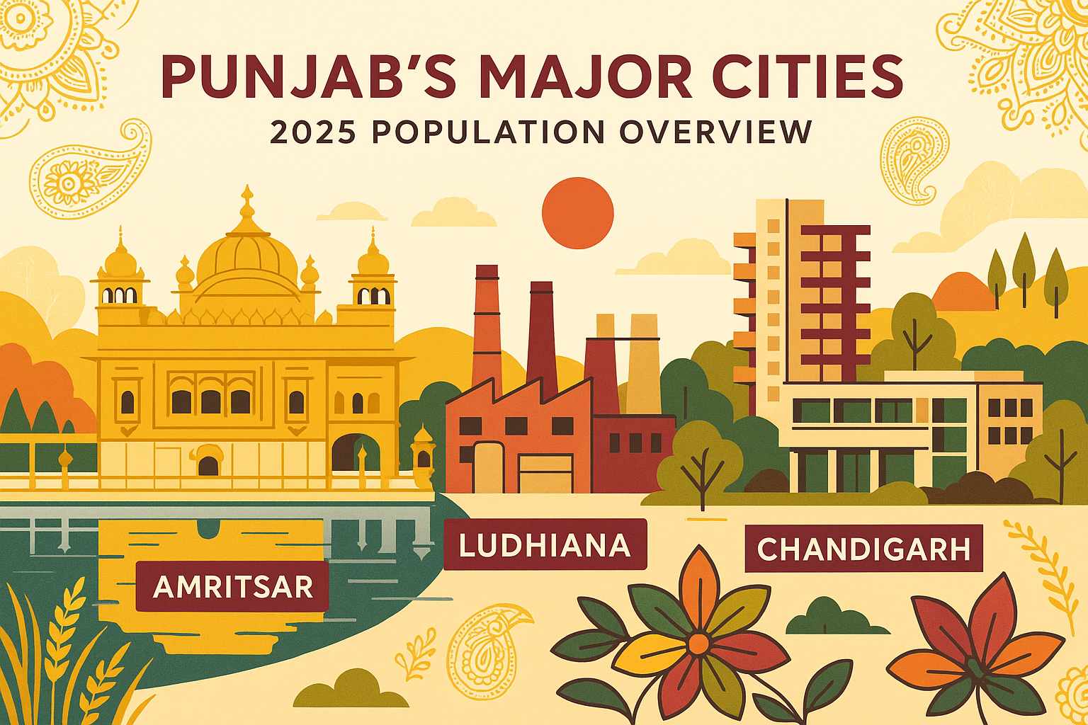 Major Cities of Punjab India - Population Overview- 2025